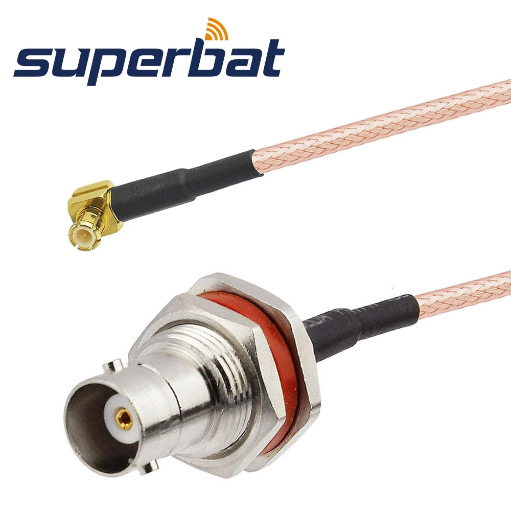 Superbat MCX Male Right Angle to BNC Female Bulkhead O-ring Straight RF Coaxial Cable RG316 15cm