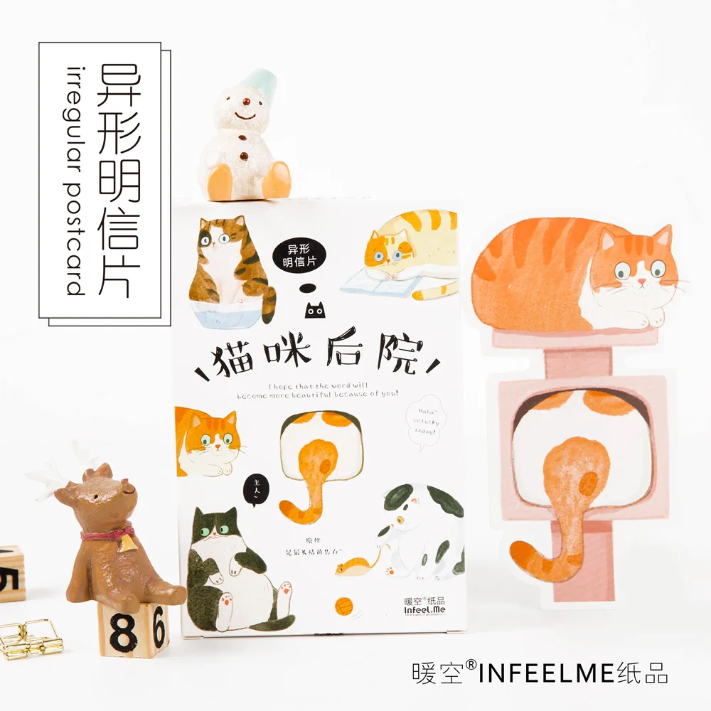 Cat Postcard Postcard To Backyard 30 Pieces of Special-shaped Box