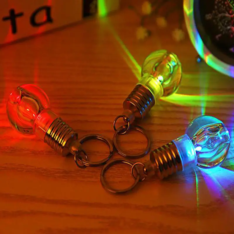 CHICLITS Colorful Mini Bulb LED Colorful Flash Night Light Keyring Small Gift Glow Toy Unbreakable Light Bulb Keychain