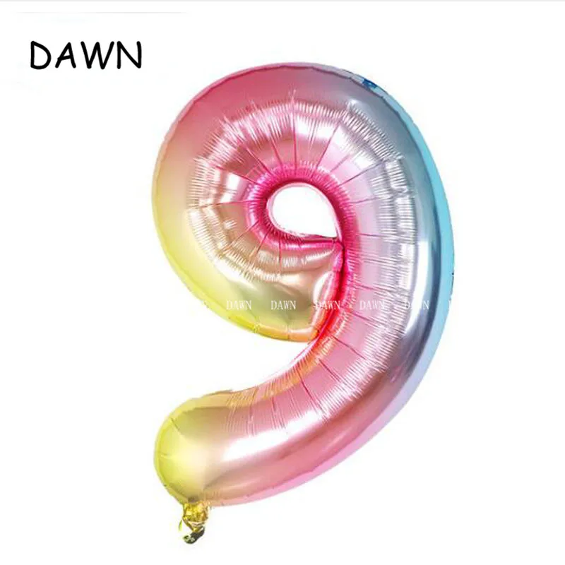 32inch Rainbow Number Balloons Gradient color Birthday Wedding Party Decoration Digital Balloon Number Air Ballon Globos