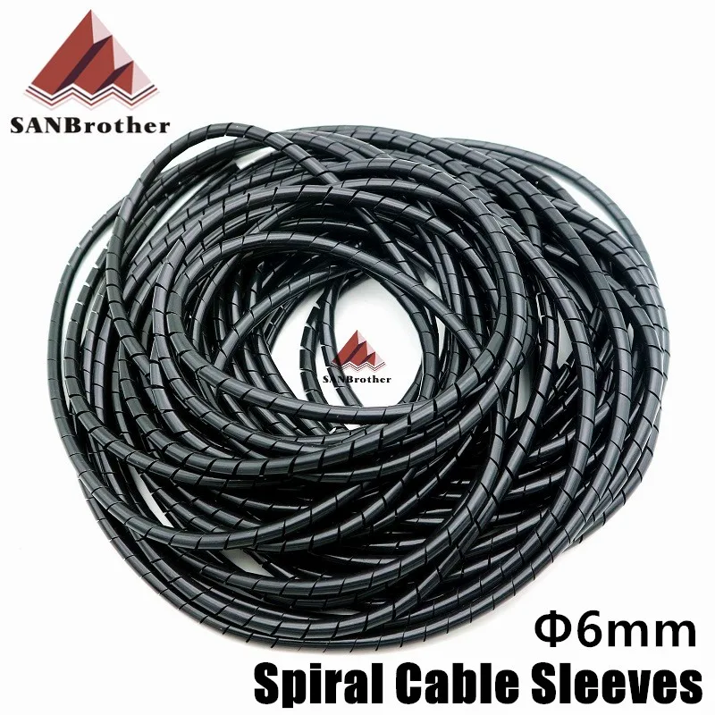 3D Printer RepRap Flame retardant 15M Length ID 6mm Black spiral Wrapping Cable casing Cable Sleeves Winding pipe wrapping band