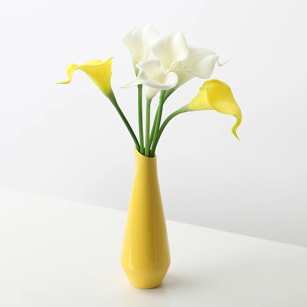 Yellow Porcelain Vase for Wedding Room Decor, Jardiniere, Dining Table Furnishings, Flower Plant Stand, Fashion