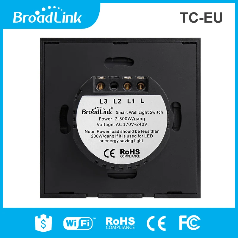 برودلينك TC2 الاتحاد الأوروبي الذكية الجدار مفتاح الإضاءة التي تعمل باللمس ، يعمل مع اليكسا ، جوجل الرئيسية ، IFTTT