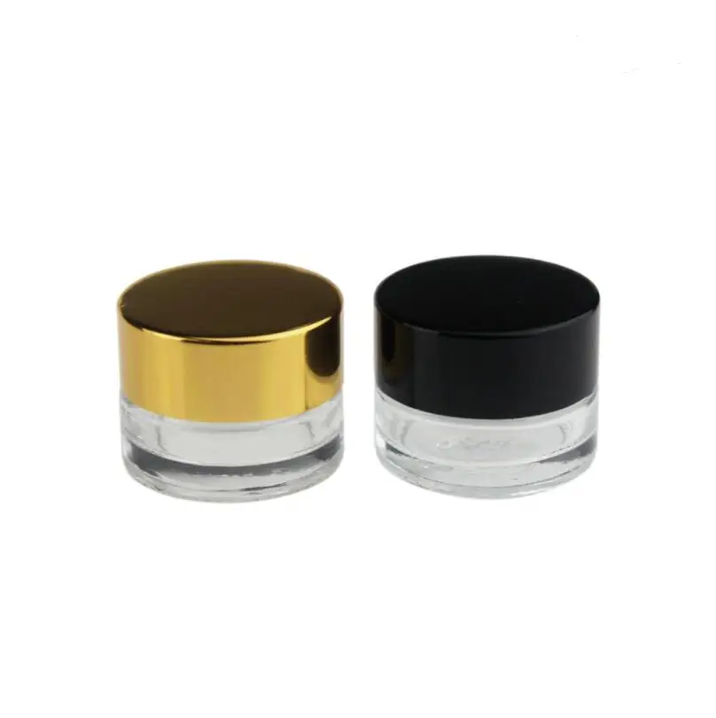 300pcs/lot 5G Empty Clear Glass Jar With Gold/Silver/Black lid. 5ml Clear Glass Cosmetic Container lin3392