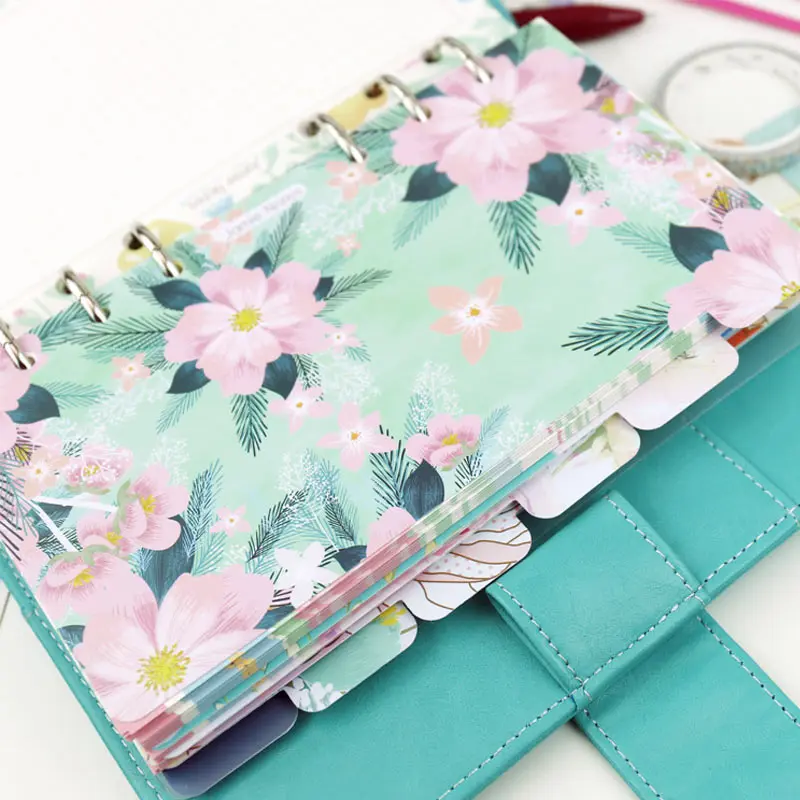 A5 A6 A7 Notebook Planner Accessories Flower Colorful Dividers Inner Page 5pcs Per Set Filler Papers Match For Filofax Agenda