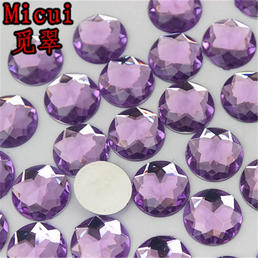 Micui 50pcs 16mm Round Chamfering Acrylic Rhinestones Flatback Crystals Rhinestone For Garment CraftAccessories MC672