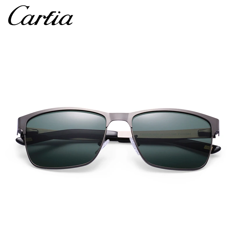 Carfia-gafas de sol polarizadas para hombre y mujer, lentes cuadradas Vintage Steampunk, marco dorado de aleación, protección UV 100%, CA5225