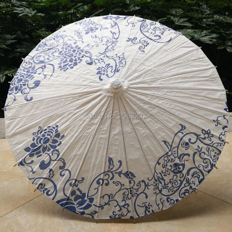 

10pcs Chinese Blue and White Porcelain Paper Umbrella Oiled Paper Parasol Female Wedding Cosplay Dancing Props