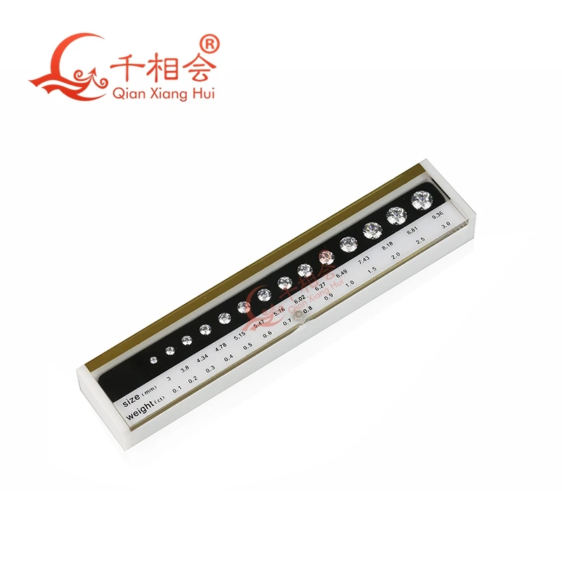 Cubic Zirconia Stone Tester Tools round Shape Master Stone 0.1ct to 3ct Carat Weight Standard Specifications Diamond Weight CZ