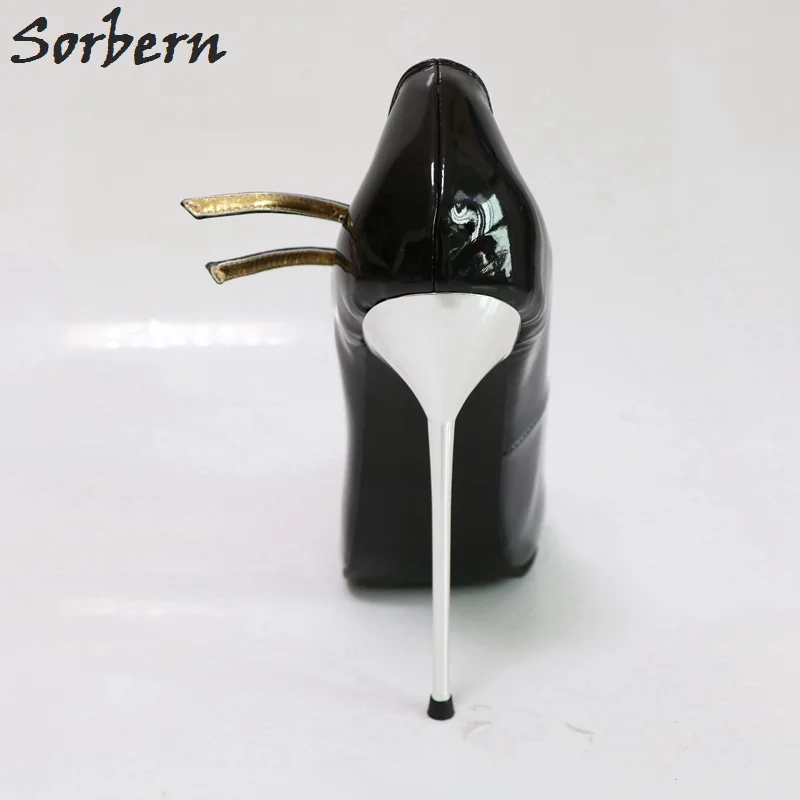 Sorbern Sexy Stilettos Pointed Toe 12Cm/14Cm Silver Metal High Heels Women Pumps 2018 Ladies Italian Shoes Custom Red Bottoms 52