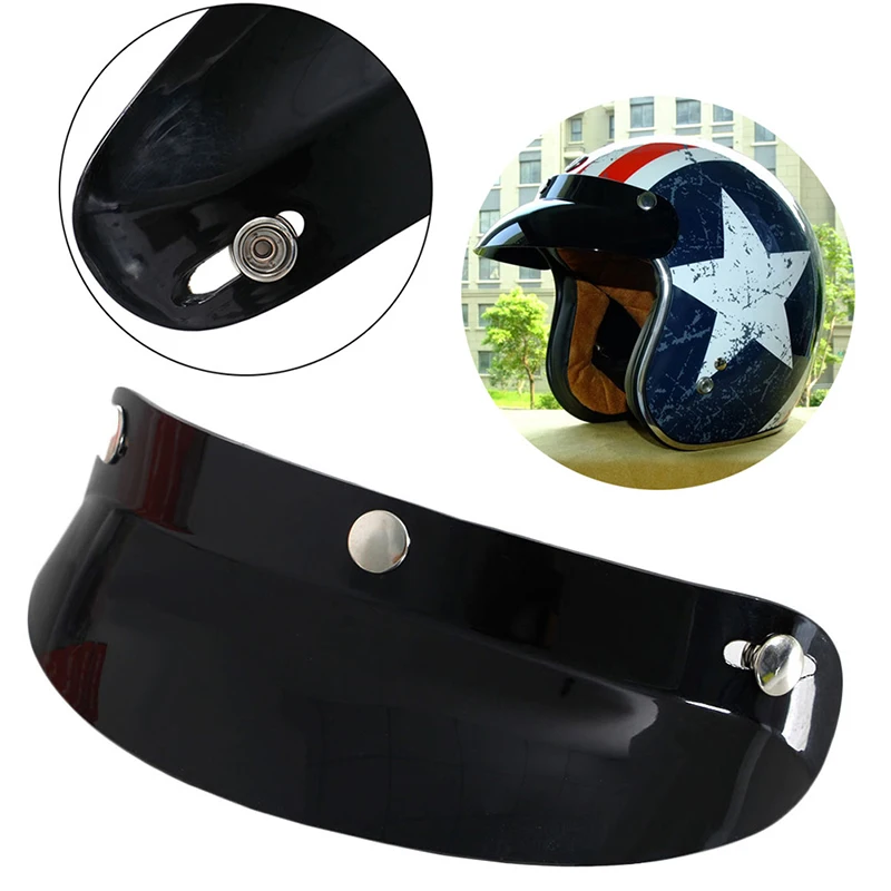 Universal Black 3 Snap Visor Face Shield Lens For Motorcycle Helmets Open Face