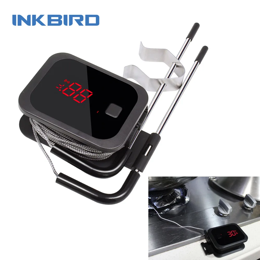 Termometr INKBIRD gotowanie żywności Bluetooth bezprzewodowy termometr do grillowania IBT-2X z podwójnymi sondami i zegarem do piekarnika mięso Grill Grill