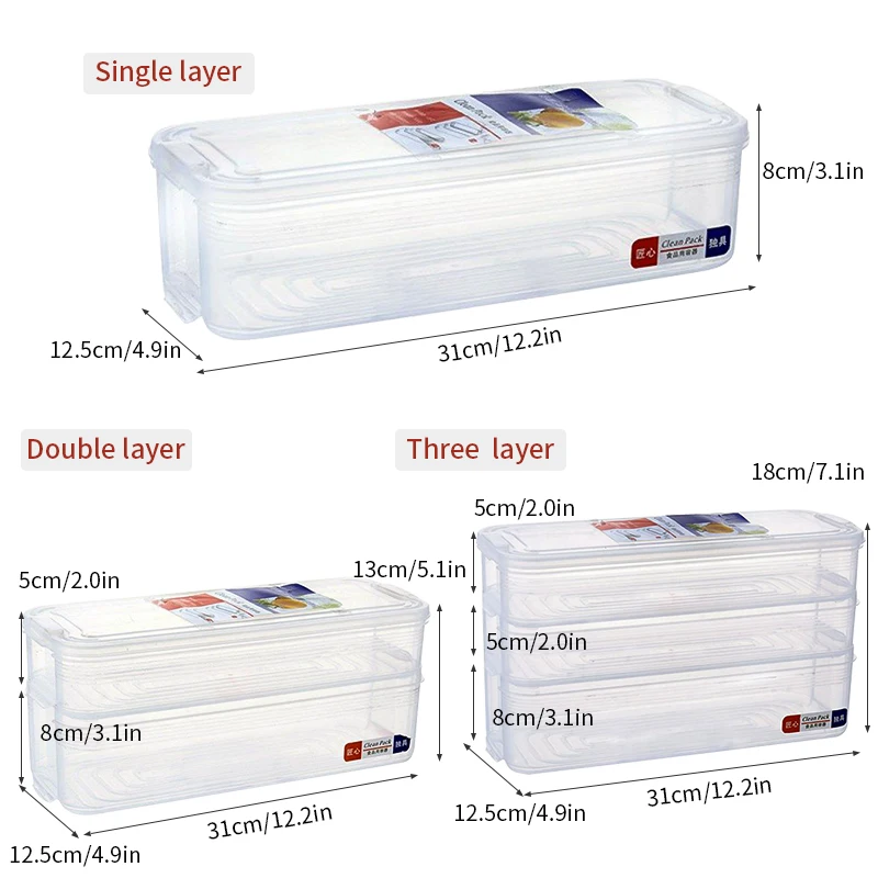 Plastic Storage Bins Fresh Keeping Refrigerator Storage Box Food Containers for Kitchen Fridge Cabinet Freezer Desk Organizer