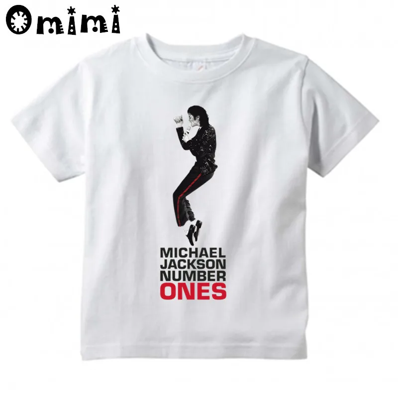 Boys/Girls Michael Jackson Rock N Roll Star Bad Design T-Shirts Music Children's White Short Tops Kids Rock T Shirt, ooo5145