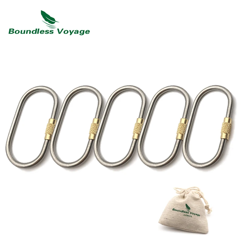 Boundless Voyage Titanium Carabiners Outdoor Camping Hook Buckle with Lock Climbing Accessories Quickdraws