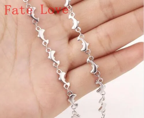 Fate Love A dozen (12pcs) wholesale 18''-28'' Lenght stainless steel Charming dolphins Link  chain necklace for women jewelry