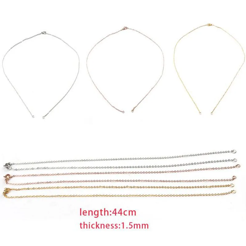 

5pcs/lot Stainless Steel 1.5 Thickness Chain Extender DIY Chain Necklace For Jewelry Making Accessories 3 Color 44cm