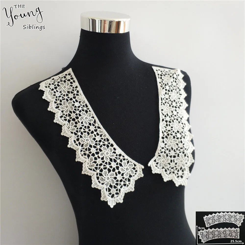 New arrive Hollow out Lace Neckline Embroidered Applique Sewing Lace collar DIY Clothing Craft Accessory Scrapbooking 1pcs sell