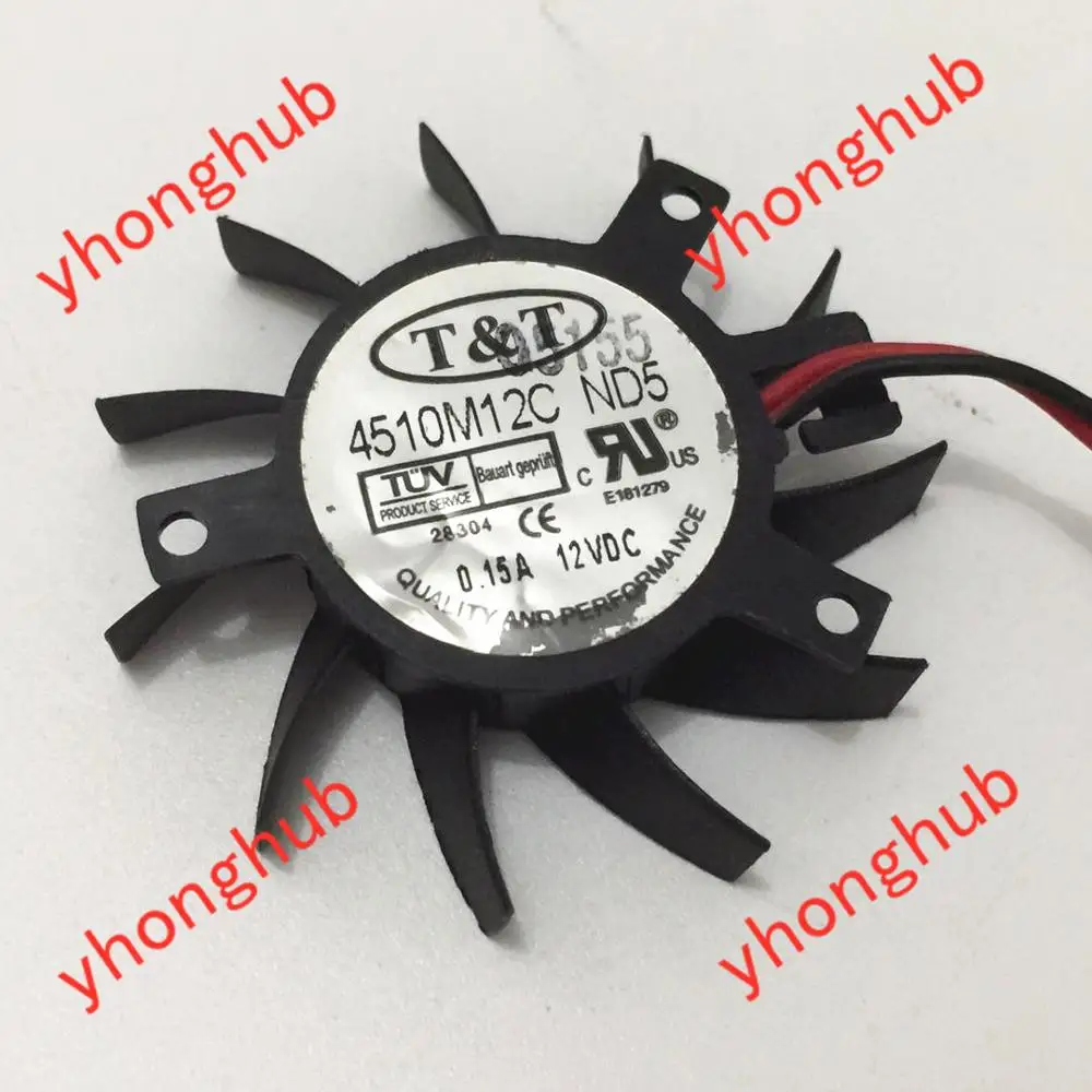 

T&T 4510M12C DC 12V 0.15A Dia. 40mm C/C 29x29x22mm Server Frameless Fan