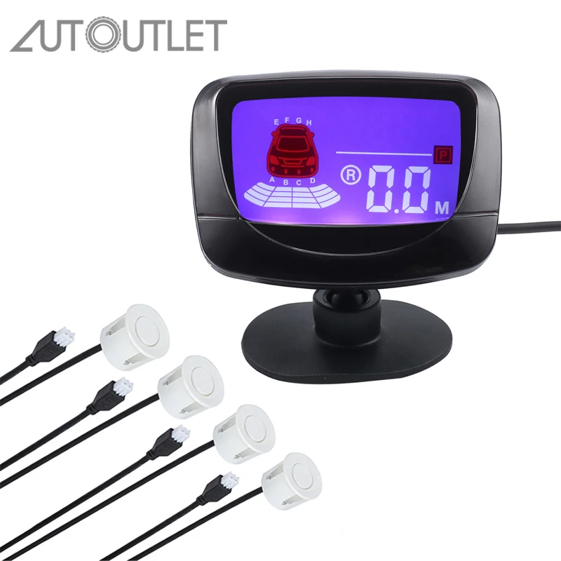 

AUTOUTLET Car Parking Sensor Kit 4 Sensors 22mm Backlight LED Display Reverse Backup Radar Monitor System 12V Car Accessories