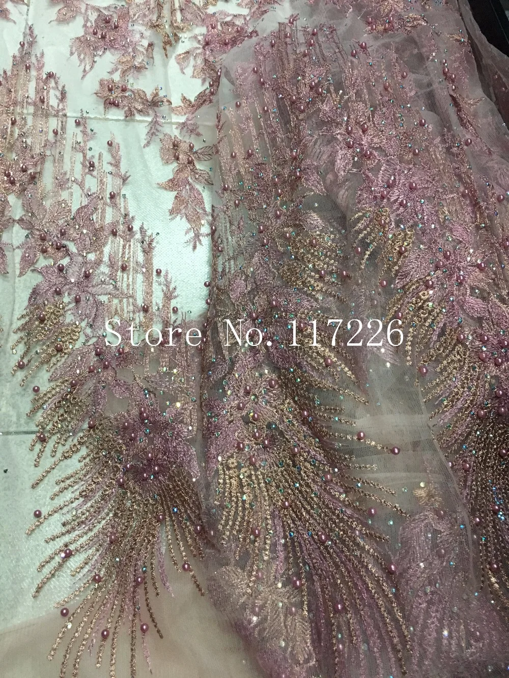 

high quality embroidered lace fabric beaded french lace fabric African sewing tulle lace classic and unique JRB-15156