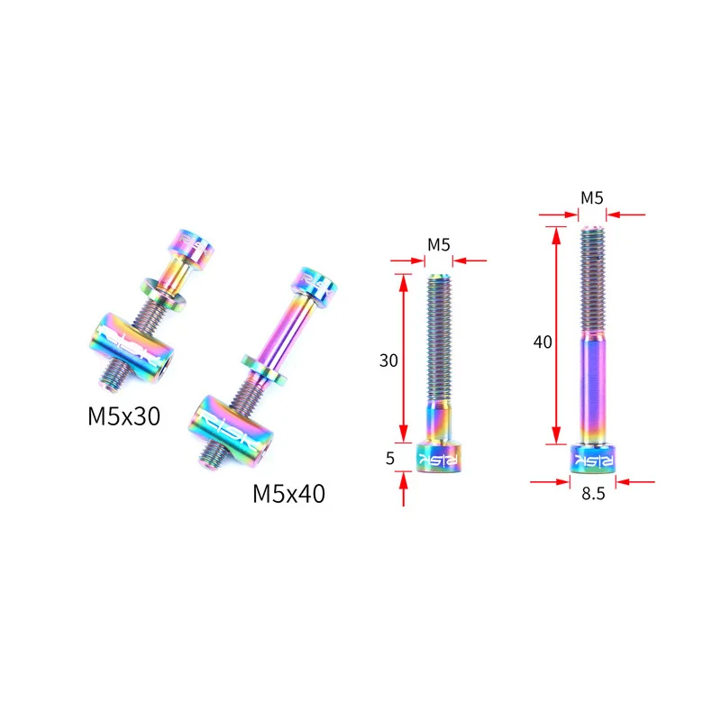 2pcs/lot RISK  M5x30/40mm Seat Post Bolt Titanium Alloy Thomson Seatpost Bolt Bicycle Screw Bike Parts