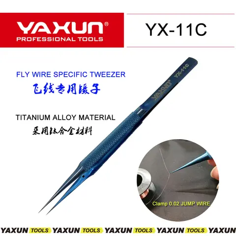 YAXUN YX-11C Precision Titanium Alloy Tweezer Fly Line Fingerprint Forceps Clips for Electronic Components  Picking Tools