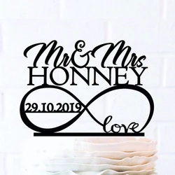 Custom Mr&Mrs Last Name Date Wedding Cake Topper With Heart Love ,Personalized Wedding Cake Decor,Anniversary Topper Decor