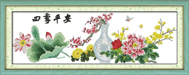 Peace in seasons cross stitch kit flower 18ct 14ct 11ct count printed canvas stitching embroidery DIY handmade needlework