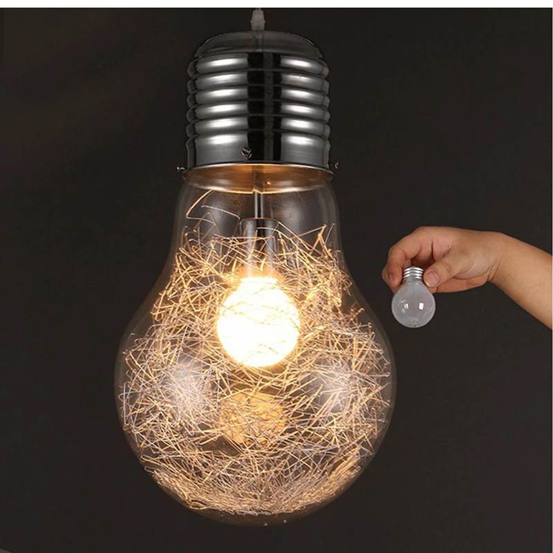 

Creative personality pendant lights iron glass big bulb vintage lamp bar Russian warehouse 300mm * 450mm large pendant lamps