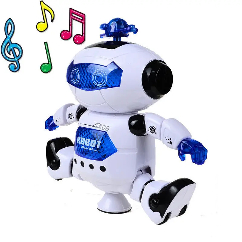 360 rotante Space Dancing Robot Musical Walk schiarire giocattolo elettronico compleanno di natale migliori gif per giocattoli per bambini spedizione gratuita