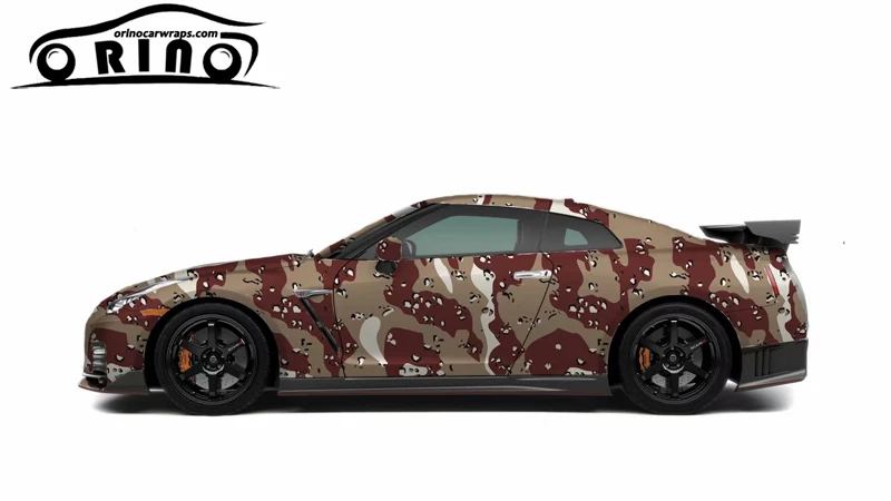 Coffee Brown Camouflage Vinyl Film Car Wrap Foil With Air Drain DIY Styling Vehicle Car Truck Body Sticker Wrapping