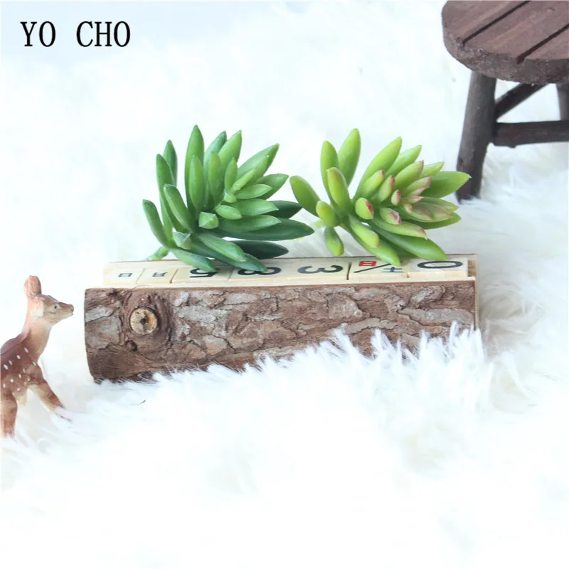 YO CHO 1PC Green Artificial Succulent Plants For Lawn Garden Home Bar Wedding Decoration DIY Fake Mini Snow Lotus Succulents