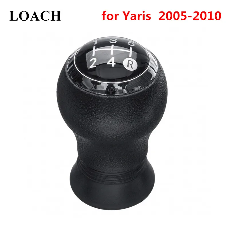 Pomo de Palanca de Cambios de Coche de 5 Velocidades MT de Cuero PU Cromado para TOYOTA Yaris 05-10, Cabezal de Bola de Palanca de Cambios POMO