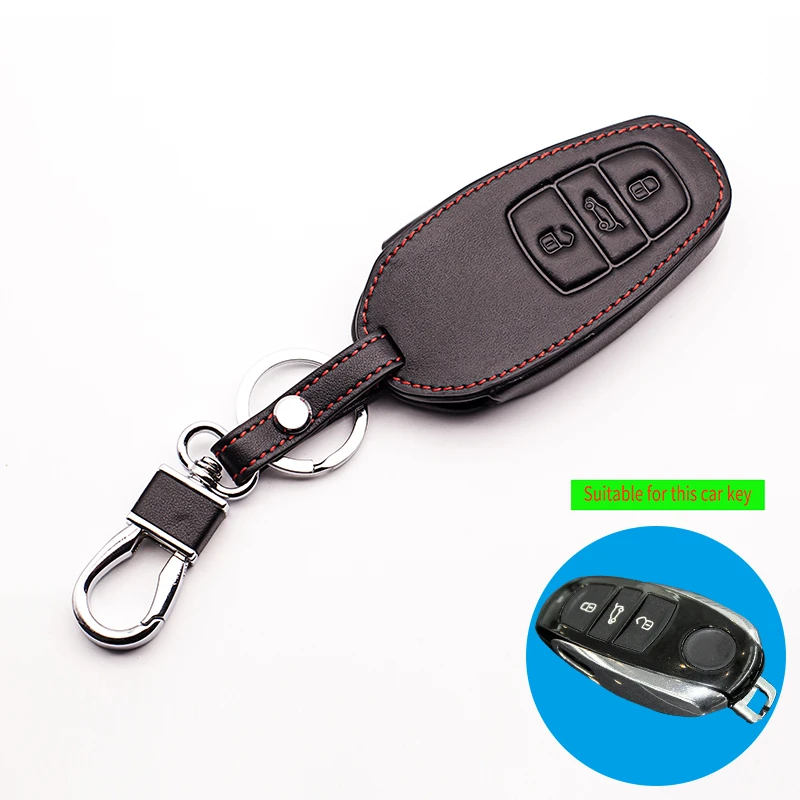 Classic design Genuine Leather Remote Control Car key cover skin case for Volkswagen VW Touareg 3 button smart key protect shell