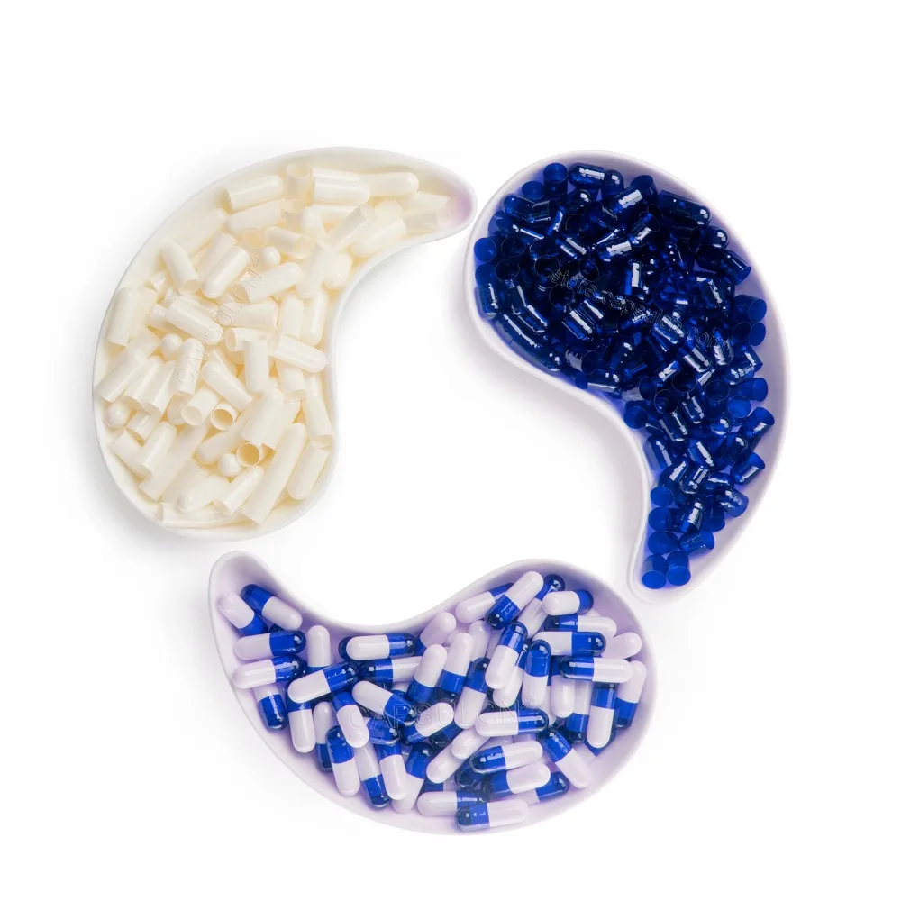 (10,000ชิ้น/แพ็ค) Clear Blue & White 0 # Empty เจลาตินแคปซูลยาแคปซูล,แยกหรือเข้าร่วมแคปซูล