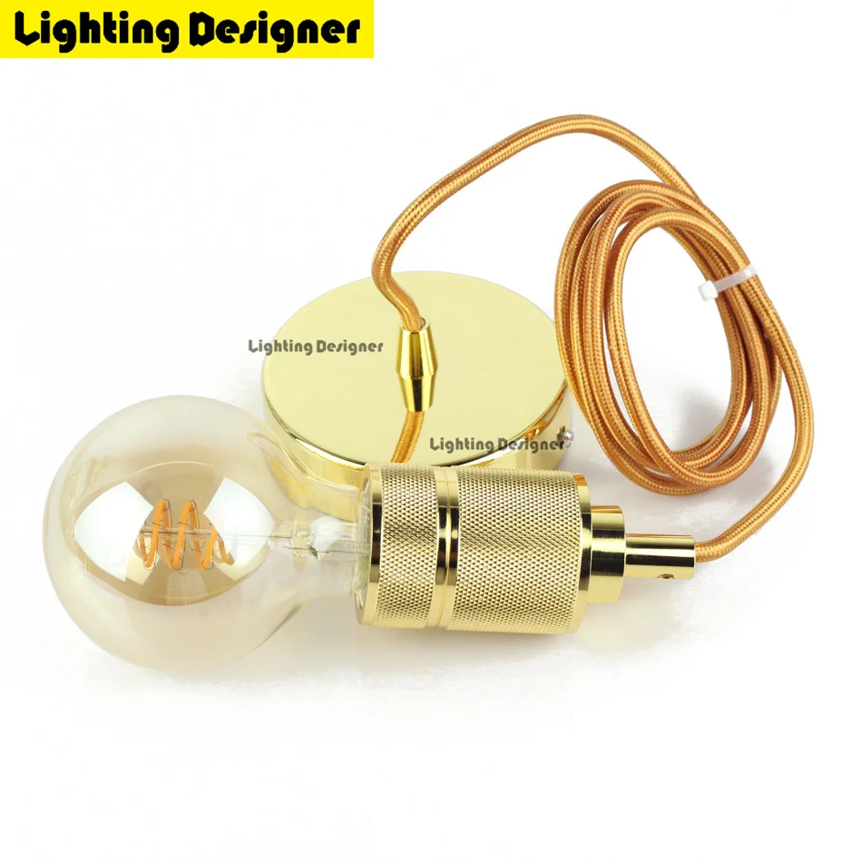 New Copper Gold color E27 pendant light Lamp holder 220V led bulb Incandescent Edison bulb LED Vintage Retro decor hanging Lamp