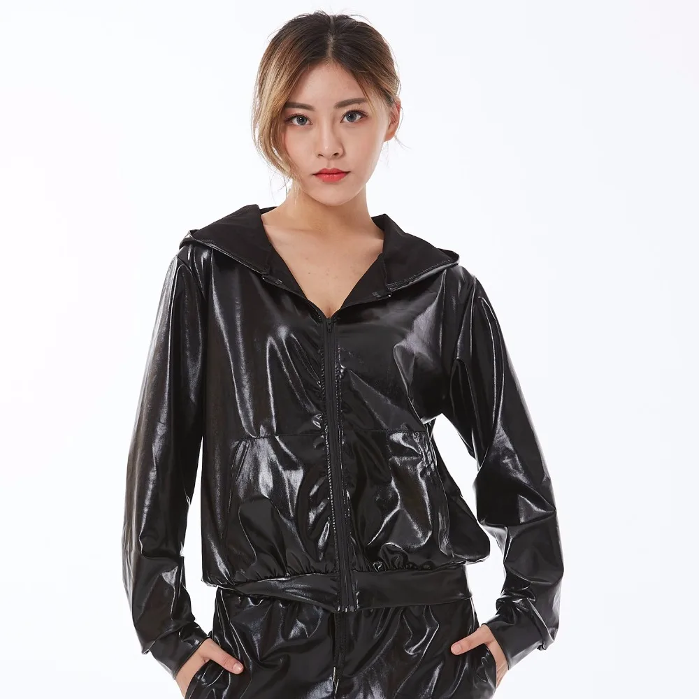 Spring Autumn Women Bomber Jacket Personality Stage Performance Wear Paillette Feminina Casaco Black Hip Hop Dance Coat