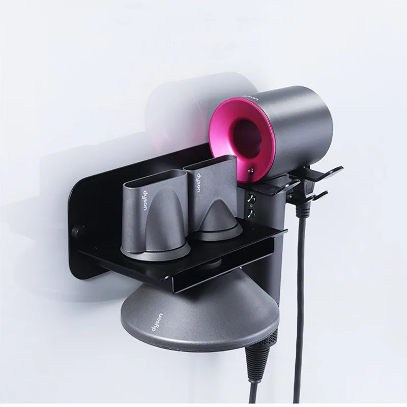 

Hairdryer Shelf Black Aluminum Hairdryer Storage Rack Drier Holder Bathroom Dyson Supersonic Hair Dryer Holder полка для ванной