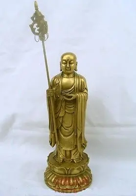 Large brass Small Nice Chinese bronze Ksitigarbha Bodhisattva Buddha statue Figure 9