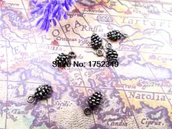 50pcs--Pine Cone Charms Antique bronze 3D mini Pine cone charm pendant 13x6mm