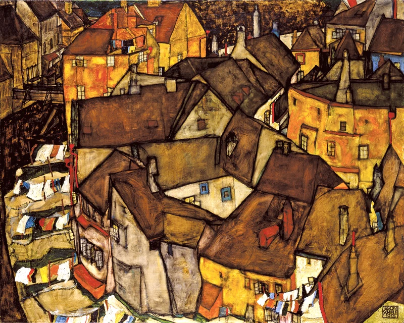 landscape canvas paintings modern decorative art mural prints masterpiece reproduction yellow city 1914 By Egon Schiele