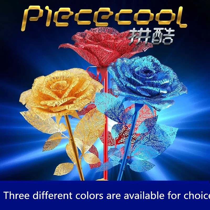 

For Lover Gift Piececool 3D Metal Nano Puzzle Romantic Rose Diy 3D Metal Assemble Model Kits Laser Cut Jigsaw Toys Metal Flowers