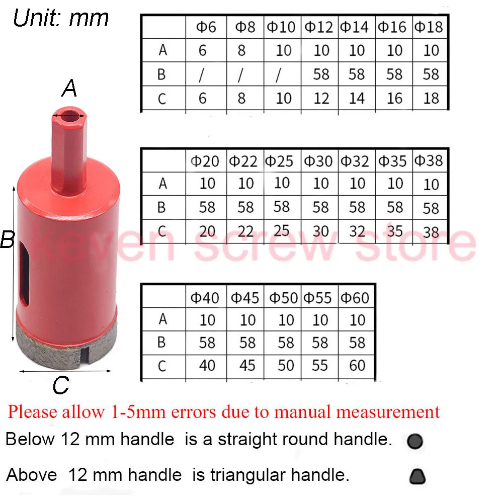 1PC 6-95mm 8mm 28mm Marble Opener Diamond Core Bit Hole Saw Drill Bit For Marble Granite Brick Tile Ceramic  Concrete Drilling