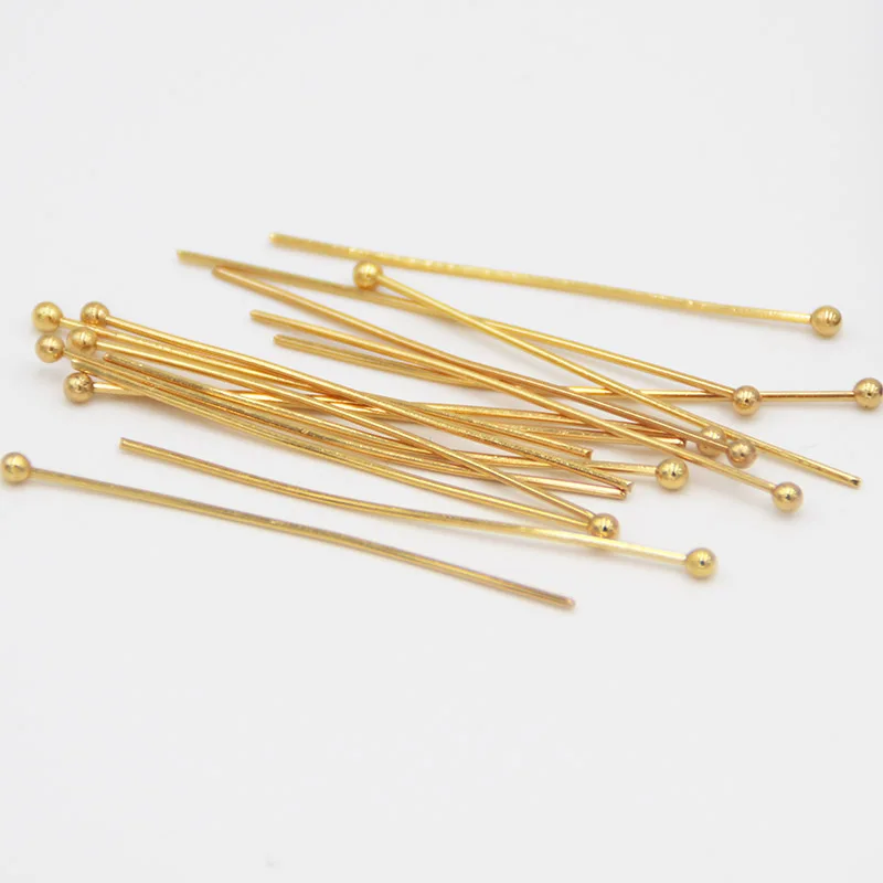 50pcs/lot 21 Gauge 30mm/40mm Stainless Steel Gold Ball Pins for Diy Jewelry Making Head  Findings