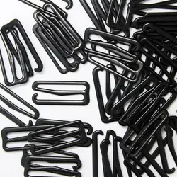 100/lot 8mm/10mm/15mm/20mm/25mm Adjuster Metal Black Lingerie Hardware Sewing Clip Hook Eye for Bikini Bra Strap Home Decoration