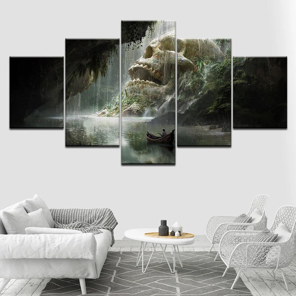 Canvas Painting Art Station Skull Cave 5 Pieces Canvas Wall Art Painting Modular Wallpapers Poster Print living room Home Decor