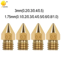 0.1 0.2 0.3 0.4 0.5 0.6 0.8 1.0mm MK8 Extruder Nozzle 1.75mm 3.0mm for 3D Printer Makerbot Anet A8 Creality CR-10 CR-10S S4