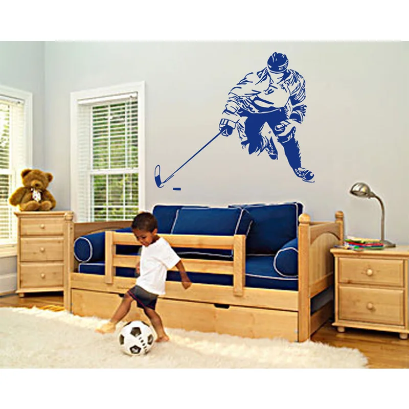 3 Sizes Wall Decal Sticker hockey stick puck rink sport team game kids bedroom wall stickers home decor