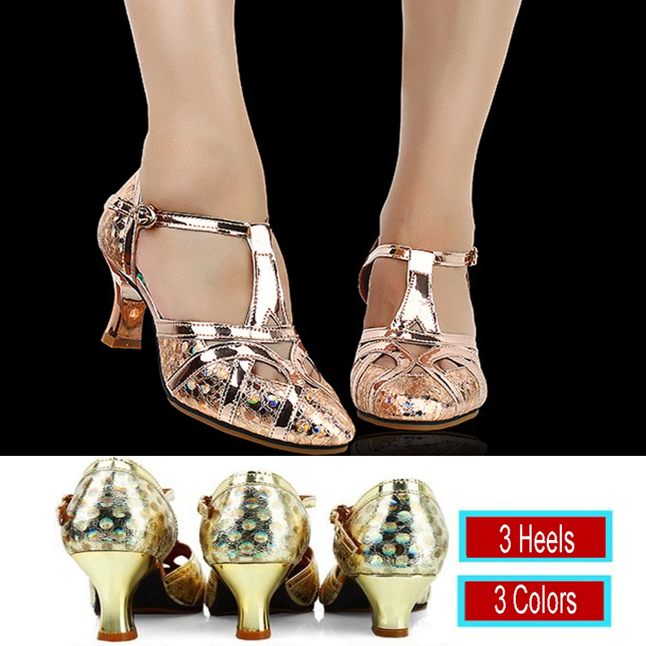 Zapatos de baile latino de cuero Grete para mujer, tacón de 3,5/5, 5/6,5 cm, fondo suave, punta cerrada, zapatos modernos de Salsa, zapatos de baile de salón